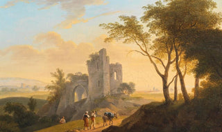 Franz Scheyerer - Landschaft Mit Ruine Und Wanderern.webp
