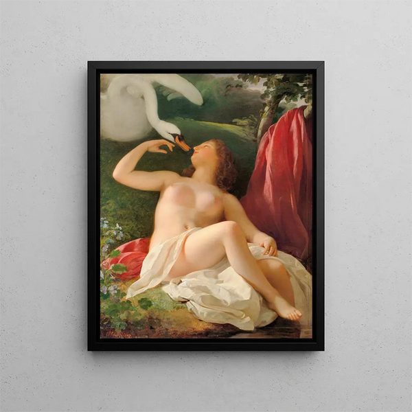 Léda und der Schwan - Franz Schrotzberg — gerahmtes Bild an der Wand