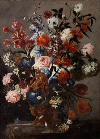 Franz Werner von Tamm - A still life of roses tulips and other flowers in a vase.webp