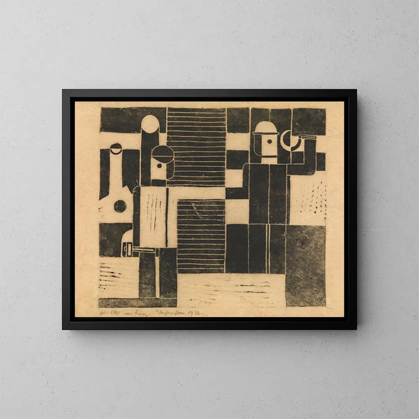 Komposition mit einem Arbeiter und einem Bauern - Franz Wilhelm Seiwert — gerahmtes Bild an der Wand