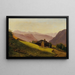 Landschaft mit Bergen, Chalets und Bauern beim Heuen - Franz Wipplinger — gerahmtes Bild an der Wand