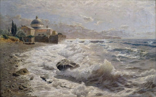 Franz Xaver Hoch - Italienische Kstenlandschaft mit einer Klosteranlage.webp