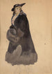 Studie einer eleganten Frau im schwarzen Mantel - Franz von Bayros — Ansicht des Kunstwerks