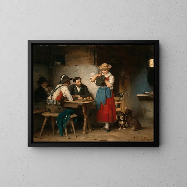 Dekoration eines Hutes - Franz von Defregger — gerahmtes Bild an der Wand