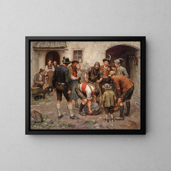 L'épreuve de force - Franz von Defregger — gerahmtes Bild an der Wand