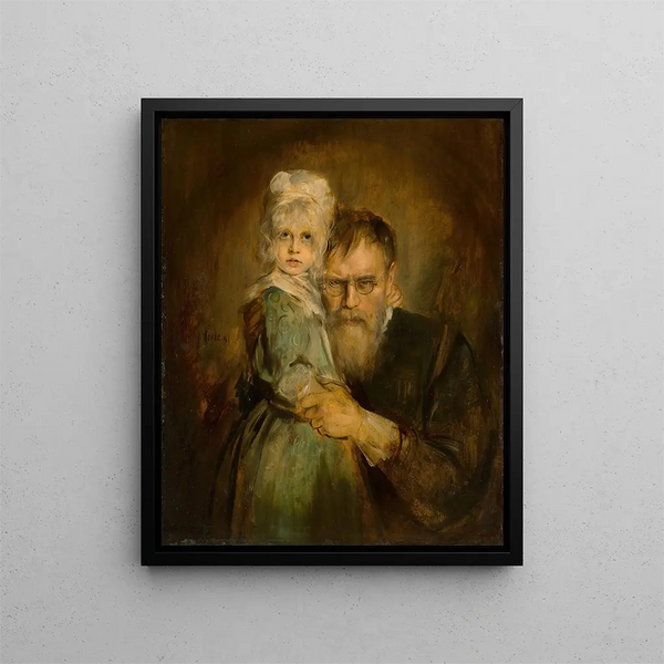 Selbstporträt mit seiner Tochter Marion - Franz von Lenbach — gerahmtes Bild an der Wand