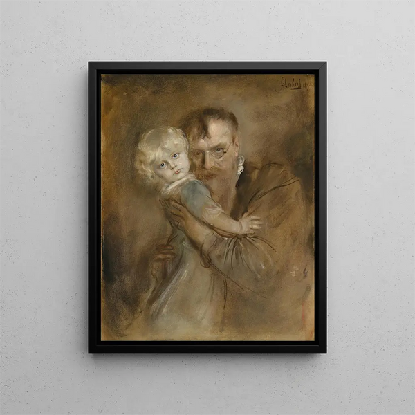 Selbstporträt mit seiner Tochter Marion - Franz von Lenbach — gerahmtes Bild an der Wand