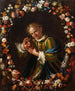 Kinder-Gemälde mit Maske in einem Blumenkranz - Franz von Margety — Ansicht des Kunstwerks