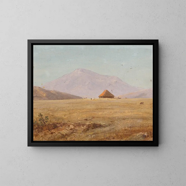 Plateau montagneux de l'Équateur avec une cabane - Frederic Edwin Church — gerahmtes Bild an der Wand