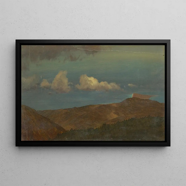 Landschaft mit Hügeln - Frederic Edwin Church — gerahmtes Bild an der Wand