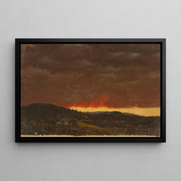 Landschaft bei Sonnenuntergang - Frederic Edwin Church — gerahmtes Bild an der Wand