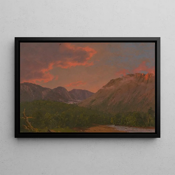 Landschaft bei Sonnenuntergang in den Bergen - Frederic Edwin Church — gerahmtes Bild an der Wand