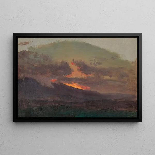 Sonnenuntergang über den Catskills - Frederic Edwin Church — gerahmtes Bild an der Wand