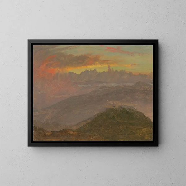 Sonnenuntergang und Berge - Frederic Edwin Church — gerahmtes Bild an der Wand