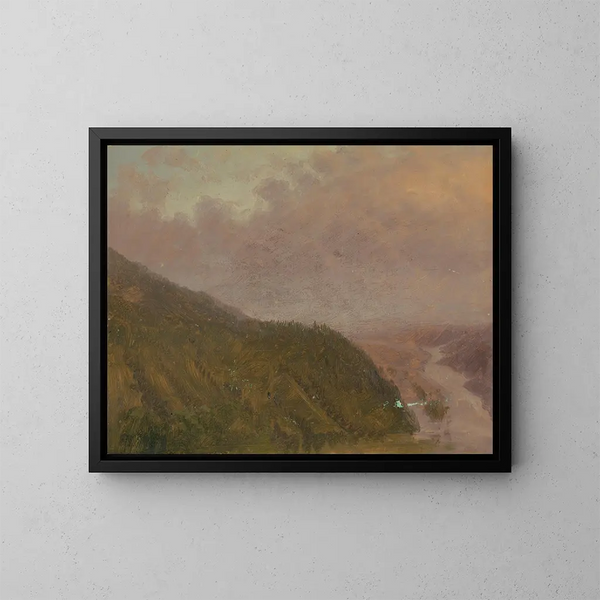 Vallée vue du sommet d'une haute colline en Europe - Frederic Edwin Church — gerahmtes Bild an der Wand