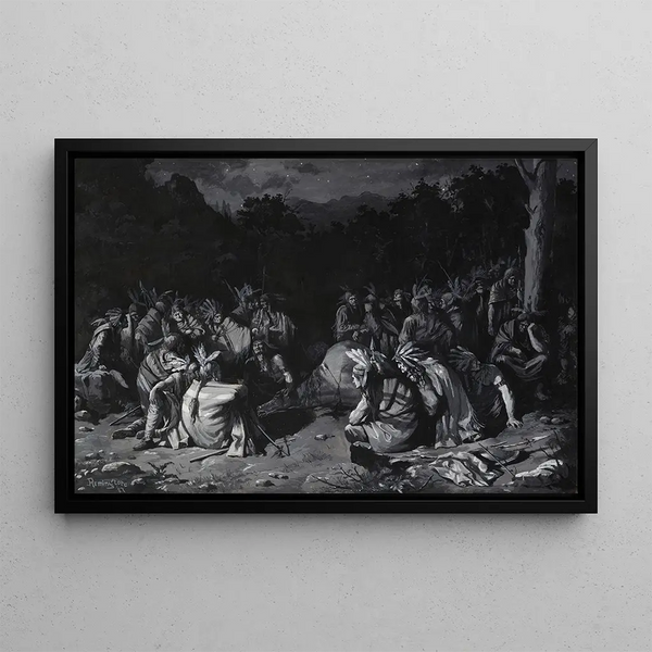 Rassemblement indien - Frederic Remington — gerahmtes Bild an der Wand