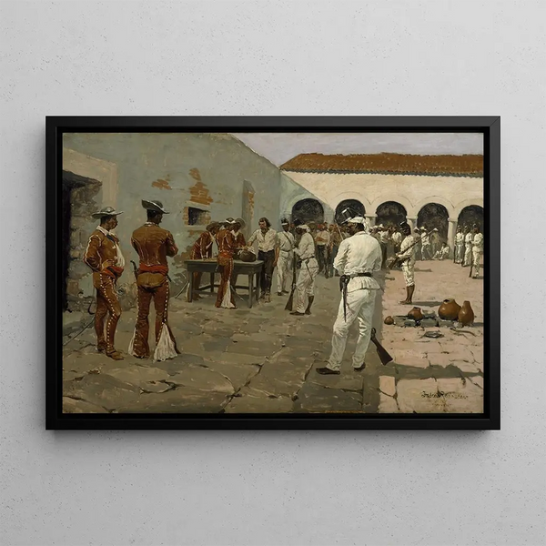 L'expédition de Mier, der Druck der schwarzen Bohne - Frederic Remington — gerahmtes Bild an der Wand
