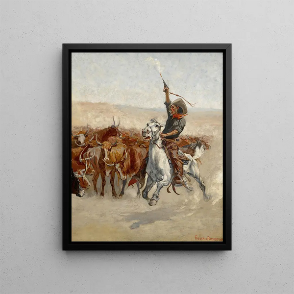 Le Round-Up - Frederic Remington — gerahmtes Bild an der Wand