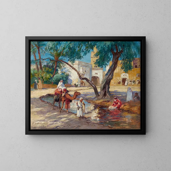 Ansicht eines algerischen Dorfes - Frederick Arthur Bridgman — gerahmtes Bild an der Wand