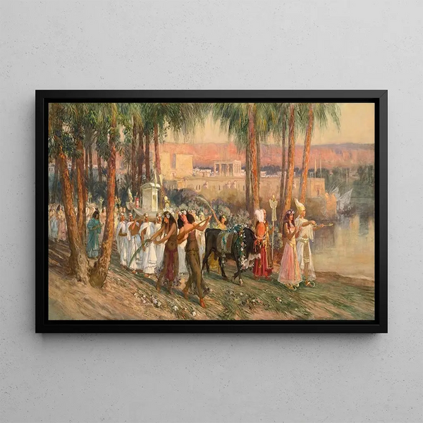 Eine ägyptische Prozession - Frederick Arthur Bridgman — gerahmtes Bild an der Wand