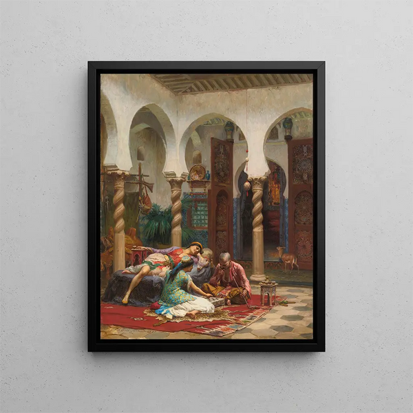 Momente der Untätigkeit - Frederick Arthur Bridgman — gerahmtes Bild an der Wand