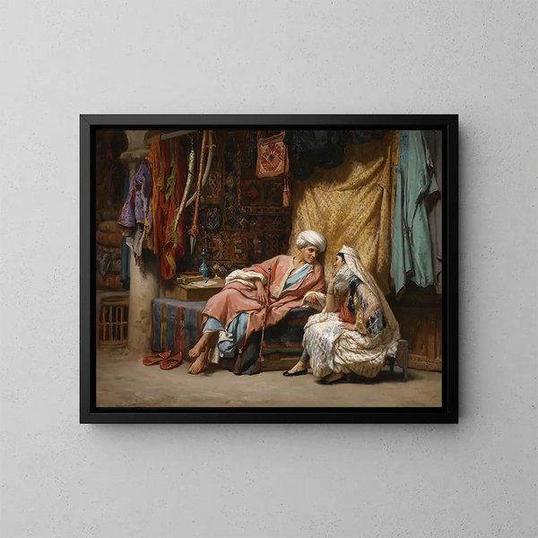 Im tunesischen Souk - Frederick Arthur Bridgman — gerahmtes Bild an der Wand