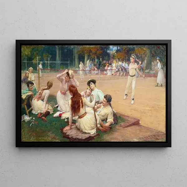 Tennisclub auf Rasen - Frederick Arthur Bridgman — gerahmtes Bild an der Wand