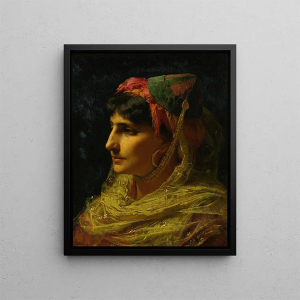 Portrait einer Frau - Frederick Arthur Bridgman — gerahmtes Bild an der Wand