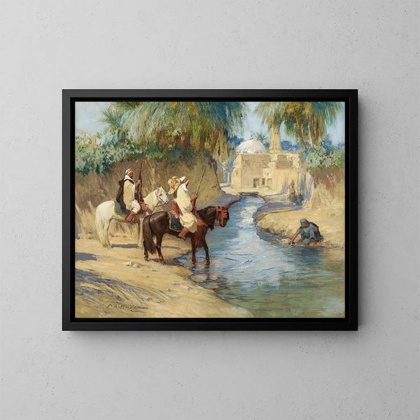 Rückkehr der Jagd - Frederick Arthur Bridgman — gerahmtes Bild an der Wand