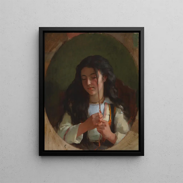 Studie eines jungen Mädchens Pont-Aven - Frederick Arthur Bridgman — gerahmtes Bild an der Wand