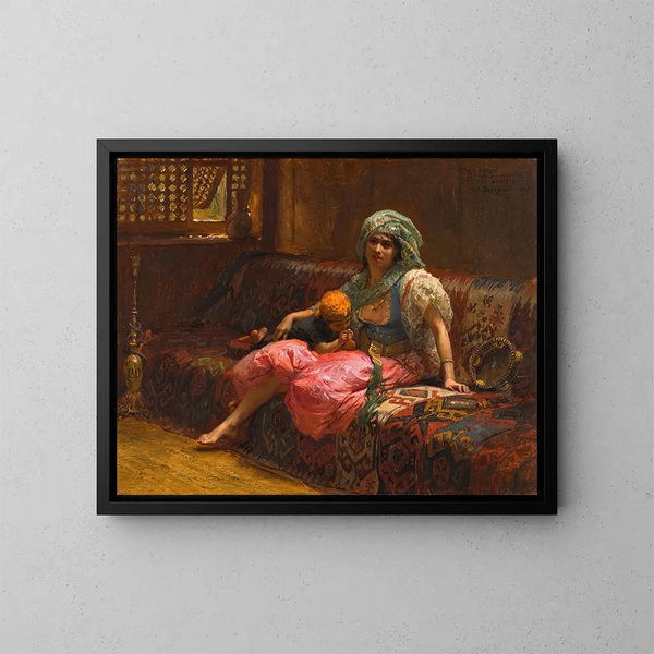 Momente der Zärtlichkeit - Frederick Arthur Bridgman — gerahmtes Bild an der Wand
