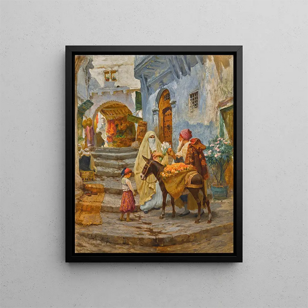Der Orangengeschäftsmann - Frederick Arthur Bridgman — gerahmtes Bild an der Wand