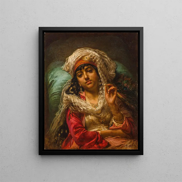 L'Éventail du paon - Frederick Arthur Bridgman — gerahmtes Bild an der Wand