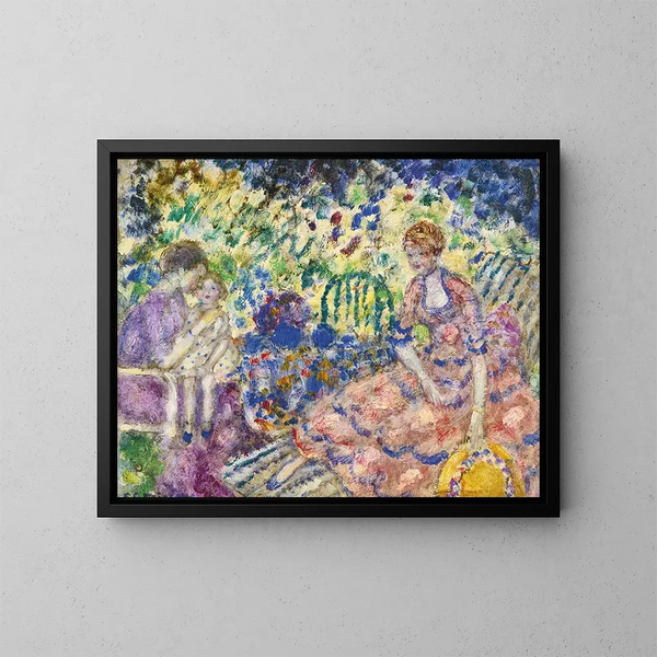 Frühstück im Garten - Frederick Carl Frieseke — gerahmtes Bild an der Wand