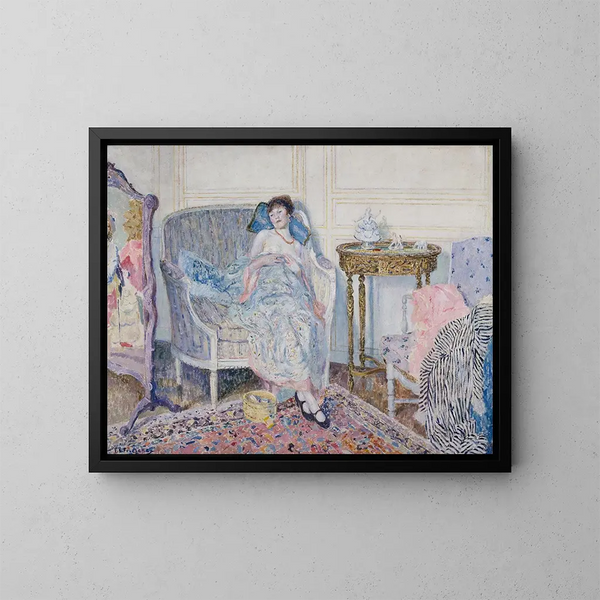 Im Boudoir - Frederick Carl Frieseke — gerahmtes Bild an der Wand