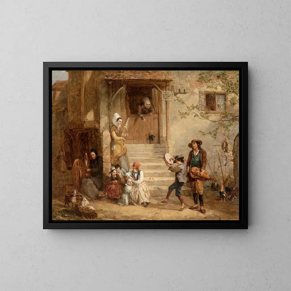 Die Troubadoure Ein Groschen für ein Lied - Frederick Goodall — gerahmtes Bild an der Wand