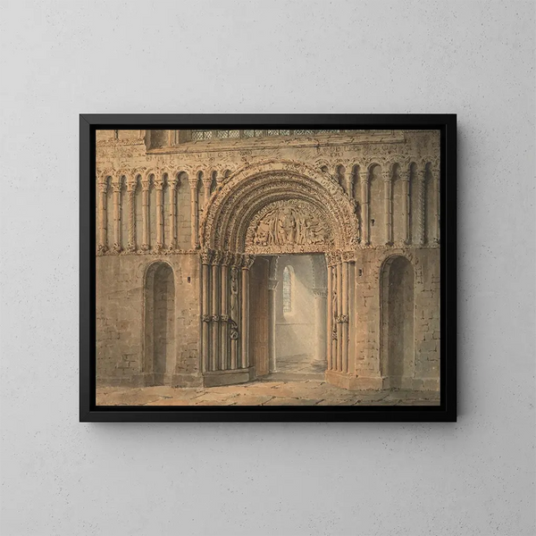 Die Westtür der Kathedrale von Rochester, Kent - Frederick Mackenzie — gerahmtes Bild an der Wand