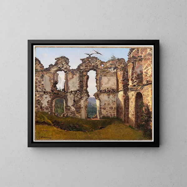 Die Ruinen von Brahehus bei Jönköping, Schweden - Studie - Frederik Sødring — gerahmtes Bild an der Wand