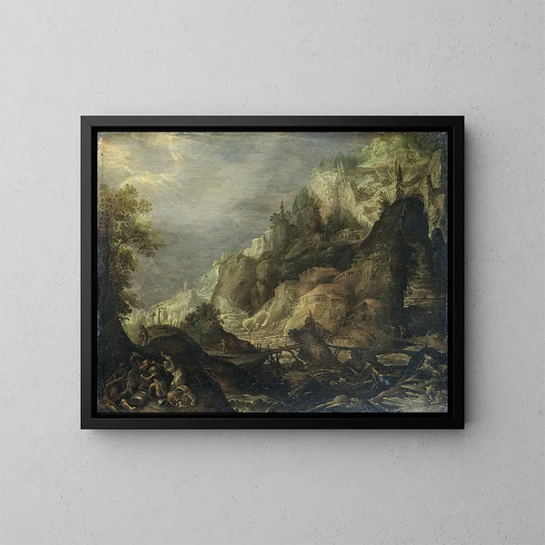 Landschaft mit Bergen - Frederik van Valckenborch — gerahmtes Bild an der Wand