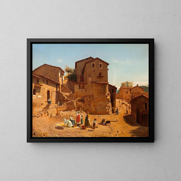 Straße in Gerano in den Sabiner Hügeln - Frederik Vermehren — gerahmtes Bild an der Wand