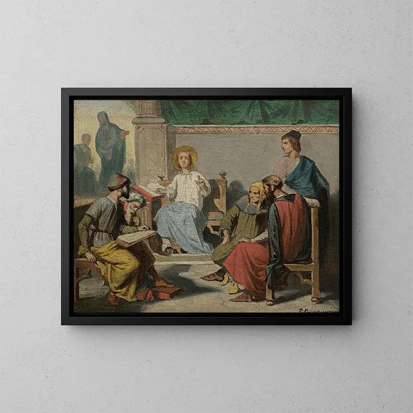 Der Christus im Tempel - Französische Schule — gerahmtes Bild an der Wand
