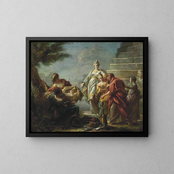 Die Entdeckung Moses - Französische Schule — gerahmtes Bild an der Wand