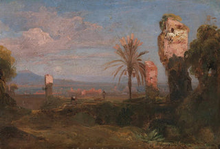 Friedrich August Elsasser - Sdliche Landschaft mit Ruinen und Palmen.webp