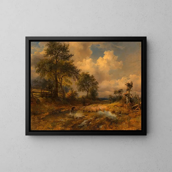 Der Weg des Wagens, Jäger kehrt zurück - Friedrich August Matthias Gauermann — gerahmtes Bild an der Wand