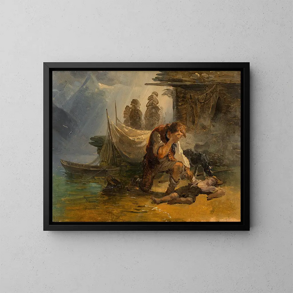 Der ertrunkene Junge - Friedrich August Matthias Gauermann — gerahmtes Bild an der Wand
