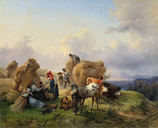 Friedrich August Matthias Gauermann - Harvesting In The Foothills Of The Alps.webp