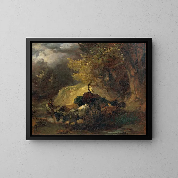 Nach der Jagd - Friedrich August Matthias Gauermann — gerahmtes Bild an der Wand
