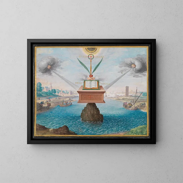 Repräsentation emblematischer der Allegorie der Beständigkeit des christlichen Glaubens - Friedrich Brentel — gerahmtes Bild an der Wand