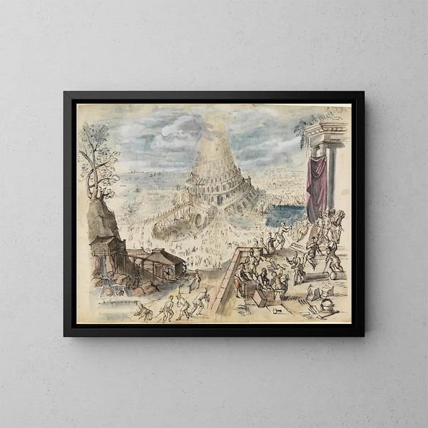 Die Turm von Babel - Friedrich Brentel — gerahmtes Bild an der Wand