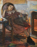 Mädchen mit einer Katze in der Nähe des Kamins - Friedrich Ferdinand Koch — Ansicht des Kunstwerks